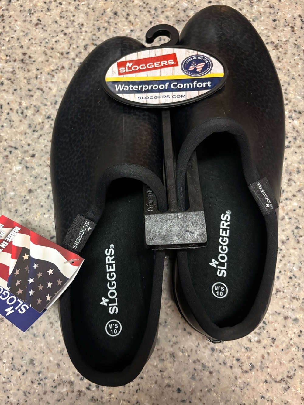 Sloggers Mens' Waterproof Comfort Slip-On Rain & Garden Shoes, Black, NWT, sz 10